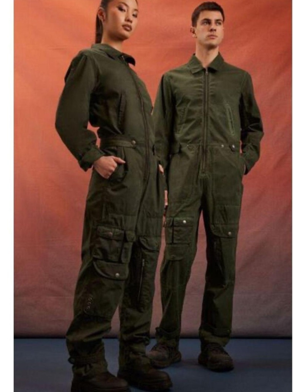 REBEL MOON unisex Green Utility Jumpsuit Jacket - Zip Front Military Size XS